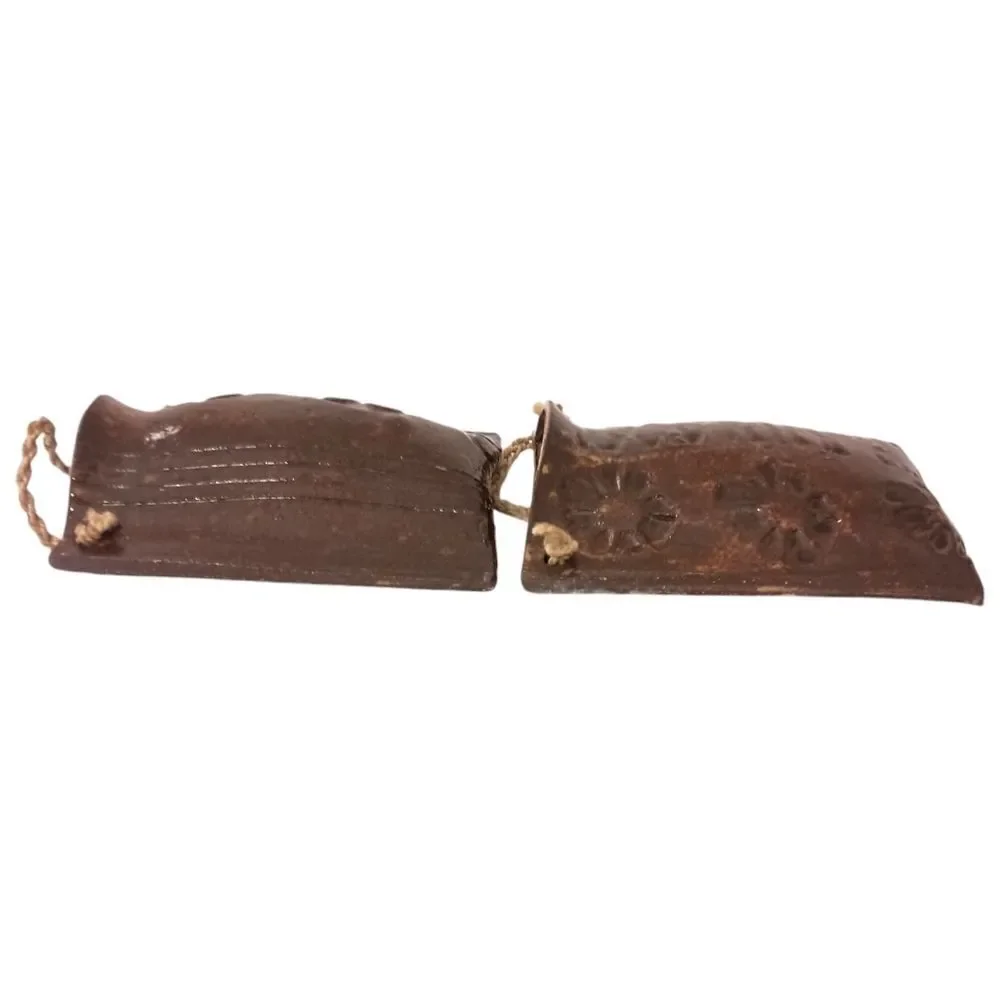 2 Studio‎ Art Pottery Wall Pockets Brown Floral Etched Farmhouse Rustic Cottage.